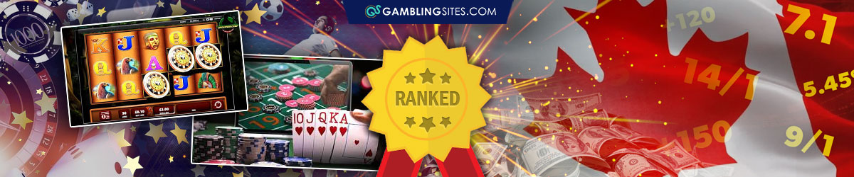 Ranked Ribbon Over Casino Slots, Canadian Flag 