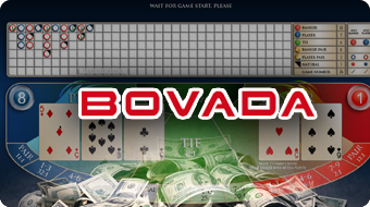 Live Dealer Baccarat Board With Cards and Money, Bovada Logo