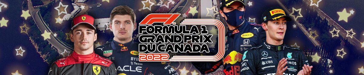 F1 Grand Prix Canada logo, (L-R): Charles Leclerc, Max Verstappen, Sergio Perez, George Russell