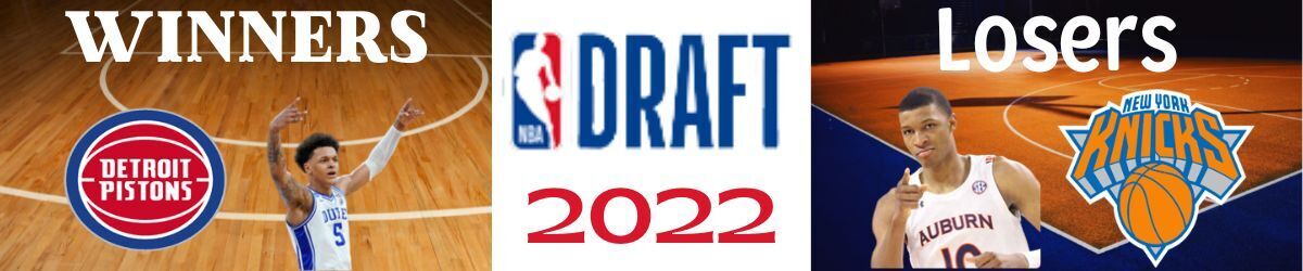 NBA Draft logo, Winners: Detroit Pistons (Paolo Banchero); Losers: New York Knicks (Jabari Smith Jr.)