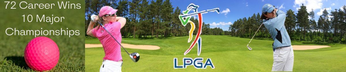 LPGA logo, Annika Sorenstam and Karrie Webb, generic golf course