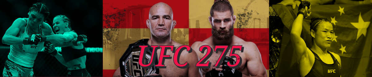 UFC 275 stamped, Glover and Jiri centered; Shevchenko and Weili Zhang on left and right