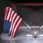 USA flag on ice