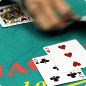 Blackjack hand with dealer's card visible