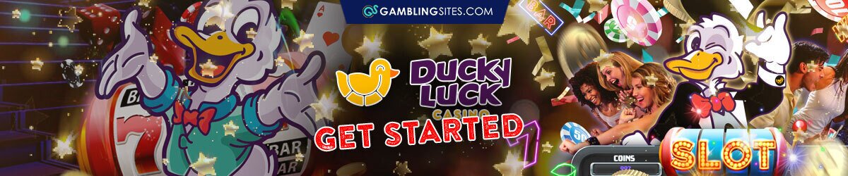 Ducky Luck Mascot, Slot Machine Reel, People Gambling, Get Started on Ducky Luck