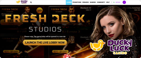 Live Casino on Ducky Luck Casino