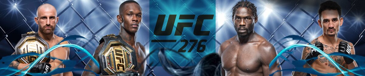 UFC 276 logo, UFC fighters in cage