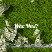 Text saying Who next? with money