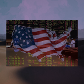 United States flag in shape of map
