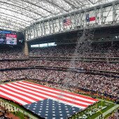 American flag on field