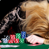 Stressed Woman Losing at Poker