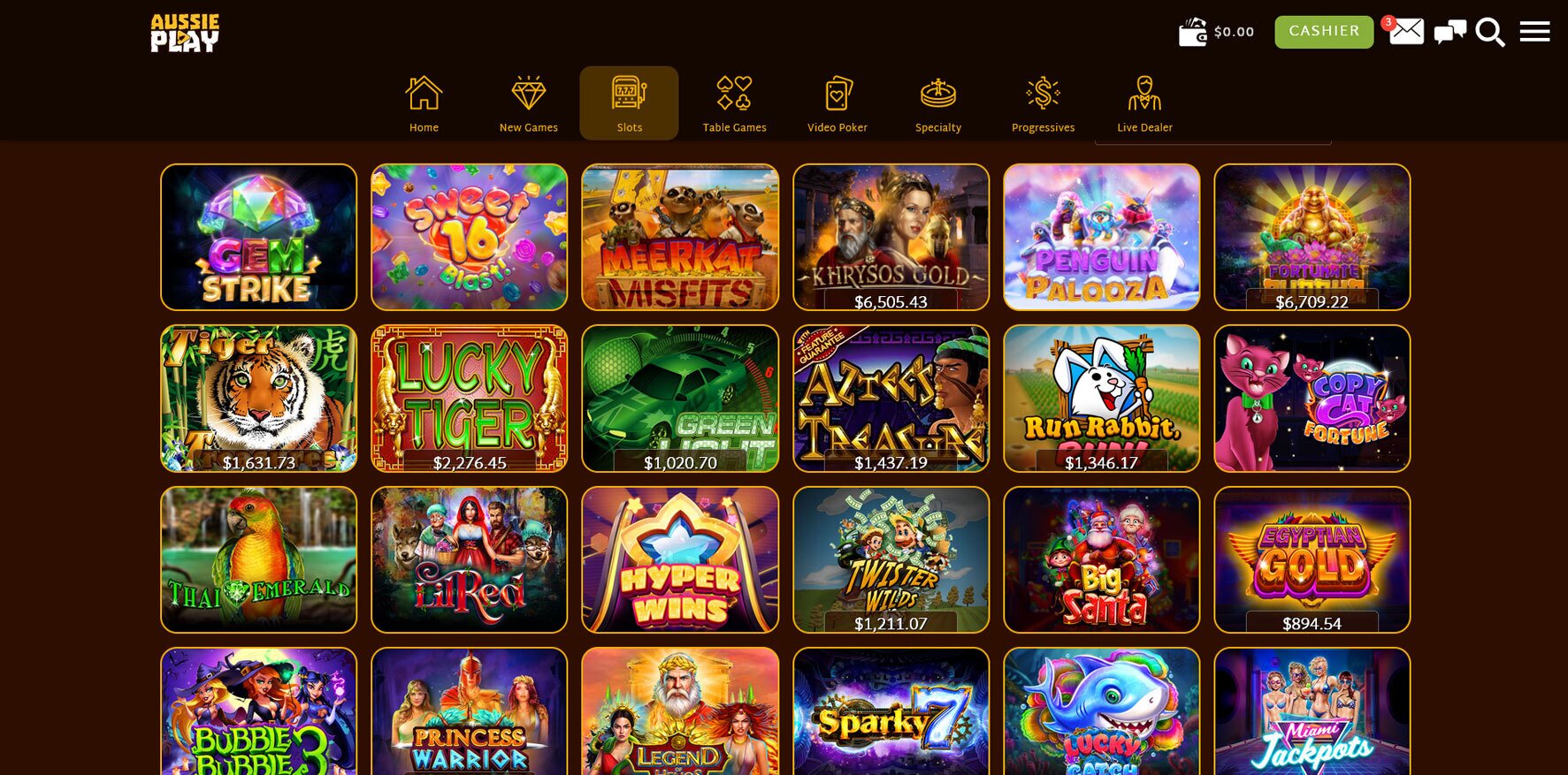 login aussie play casino