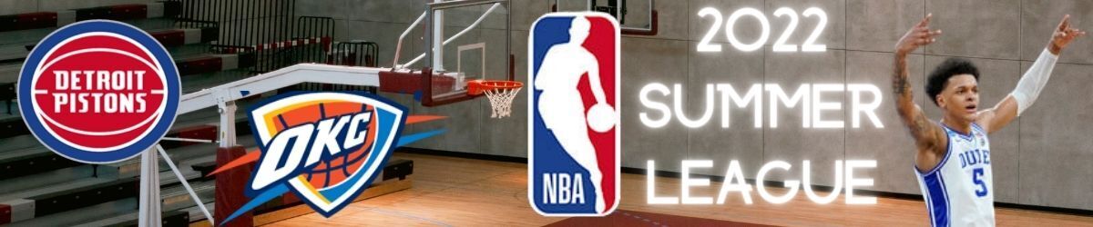 NBA logo,, 2022 Summer League, Detroit Pistons/Oklahoma City Thunder logo, and Paolo Banchero