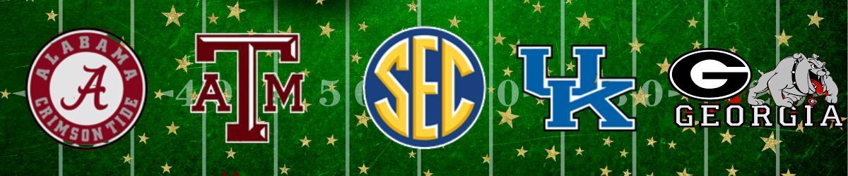 SEC logo, Alabama, Texas A&M, Kentucky, and Georgia team logos