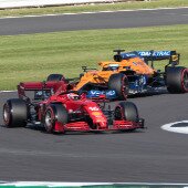 British Grand Prix cars on the track