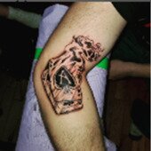 Flame deck of cards tattoo