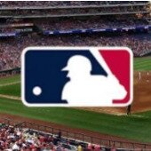 MLB logo on baseball field