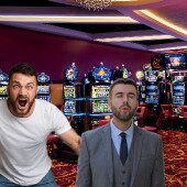Man whistling in a casino