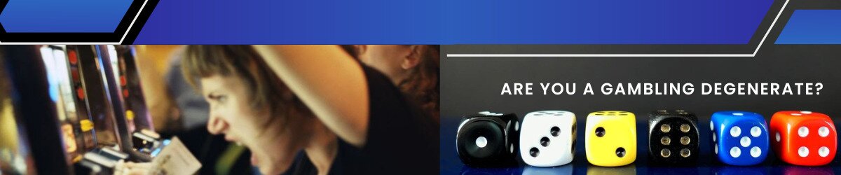 Woman screaming at a slot machine, colored dice