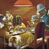 Dogs playing poker