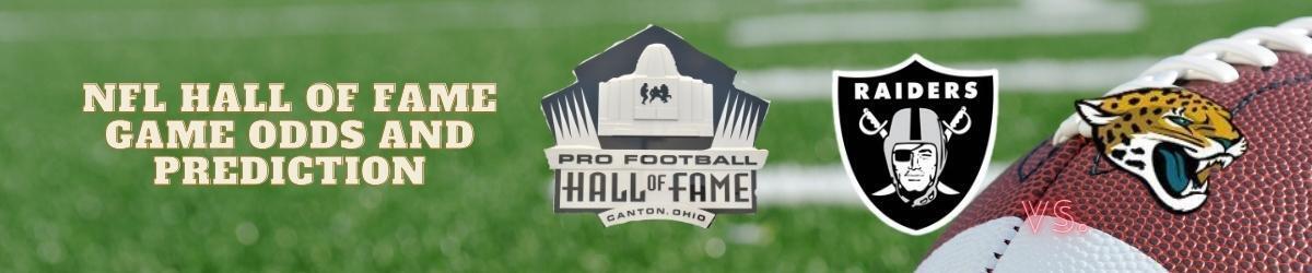 NFL Hall of Fame Game Odds and Predictions, HOF logo, Raiders logo, Jaguars logo