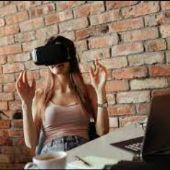 Girl with black VR headset