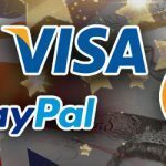 علم المملكة المتحدة مع خيارات بطاقة الائتمان مثل Visa و PayPal و Bitcoin مع عملة المملكة المتحدة