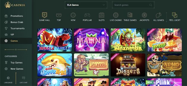 Casinia Casino Games