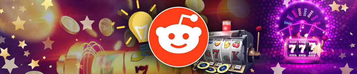 Reddit logo centered, Light bulb, Reddit slot tips for playing online with slot imagery