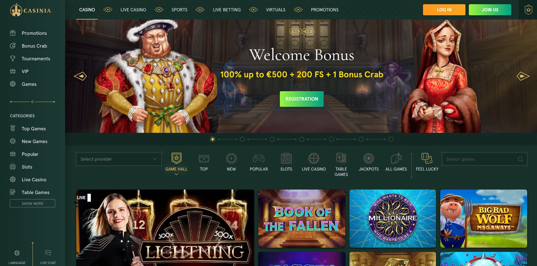 casinia casino bonus code