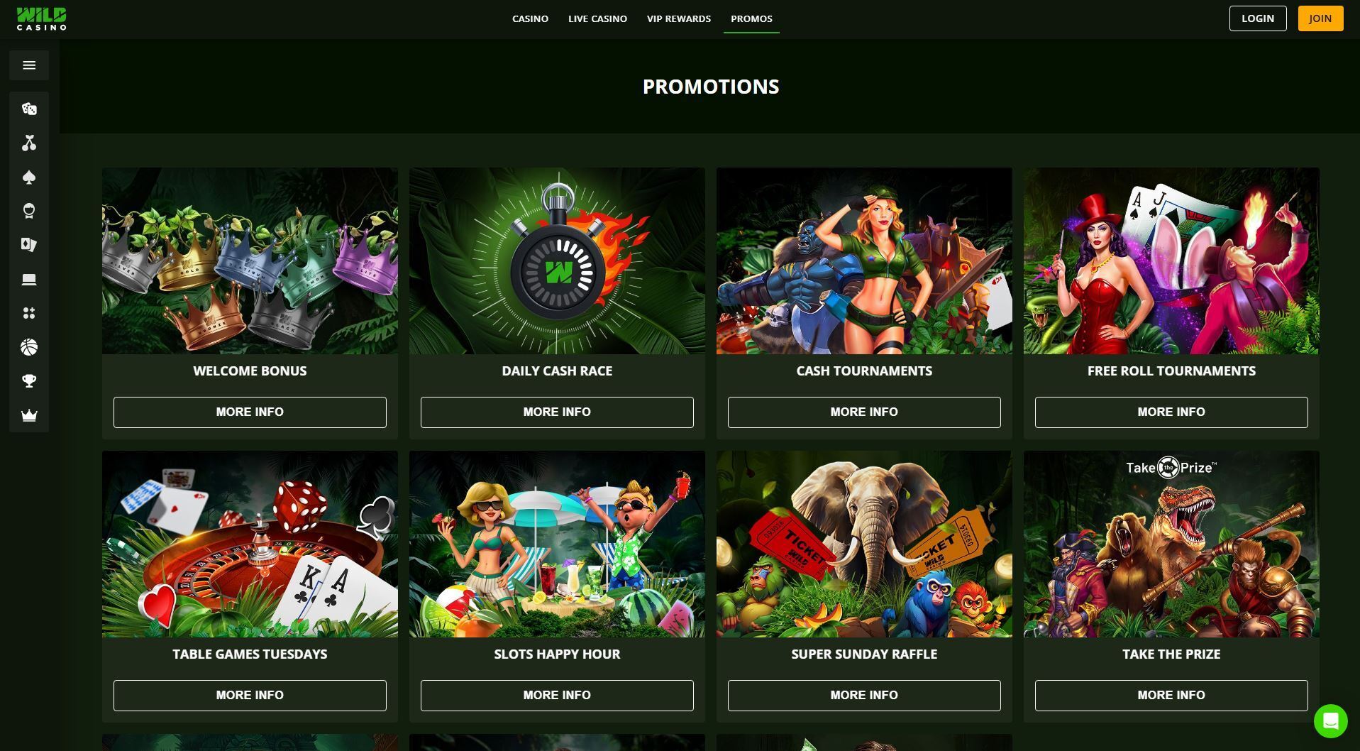wild casino promos