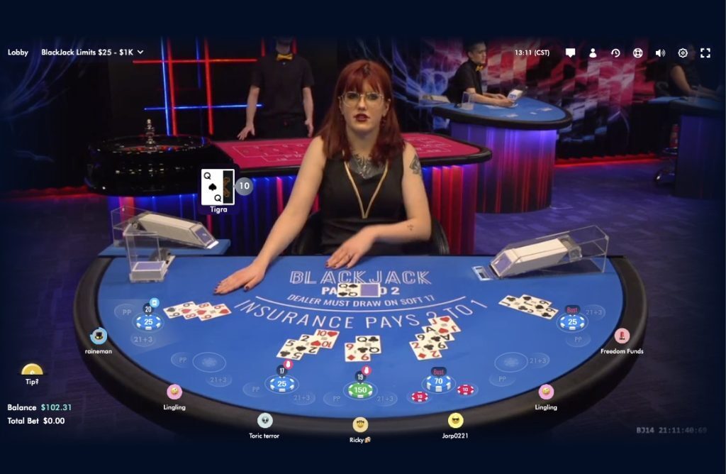 DuckyLuck Live Dealer Blackjack Screenshot