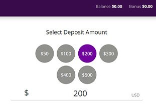 Super Slots Deposit Screen