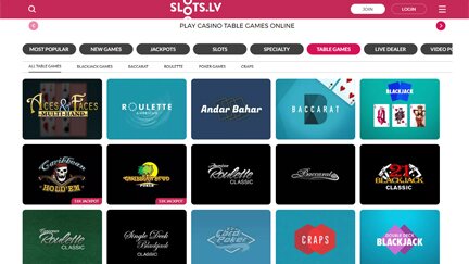 List of table games at Slots.lv