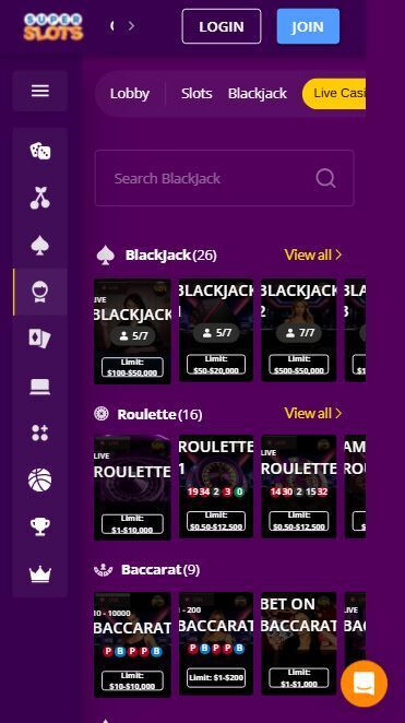 super slots live dealer mobile