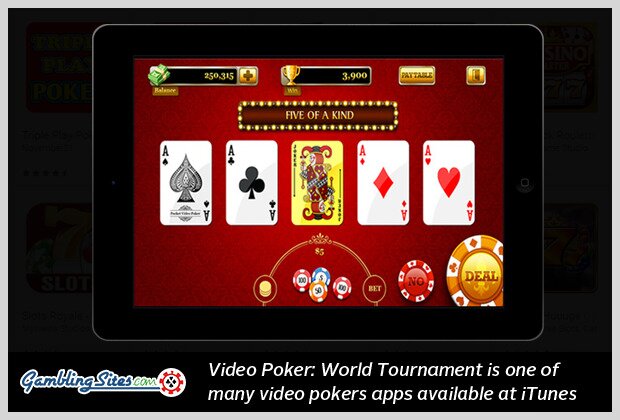 Video Poker Screen on an Apple Device