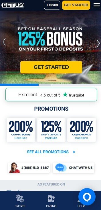 betus homepage mobile