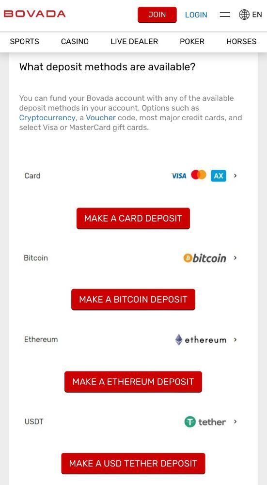 bovada payments mobile