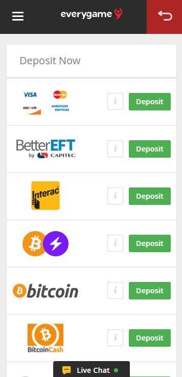 everygame casino banking