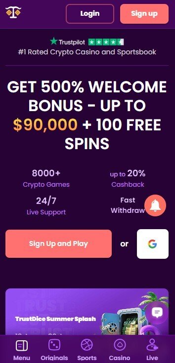 trustdice home mobile