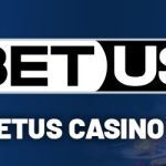 BetUS logo and best BetUS casino games text centered with gambling imagery in background