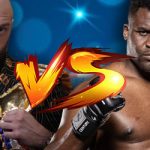 Tyson Fury vs. Francis Ngannou with ring in background