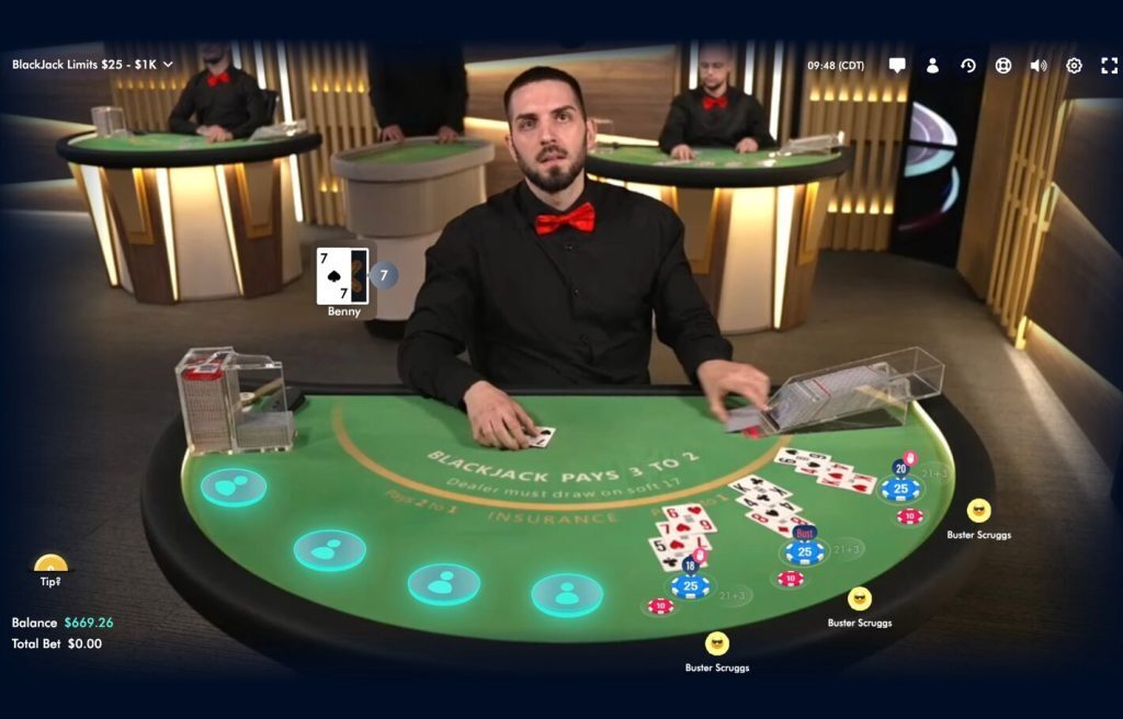SlotsandCasino Live Dealer Blackjack Screenshot