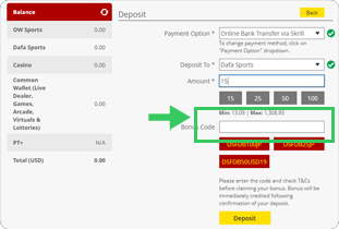 Dafabet Sign Up Step 3