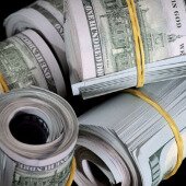 Wad of cash with rubber bands