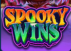 Spooky Wins thumbnail, orange and green text on purple background