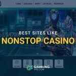 Best sites like NonStop Casino banner with welcome bonus offer and casino game categories displayed