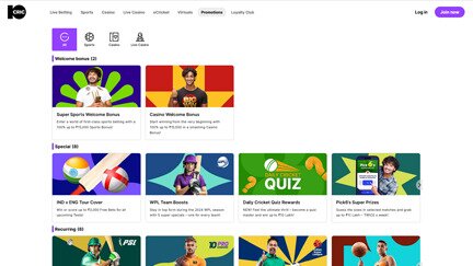 10cric promos page screen shot