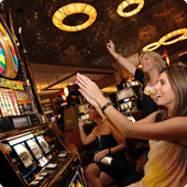 People celebrating their slots win