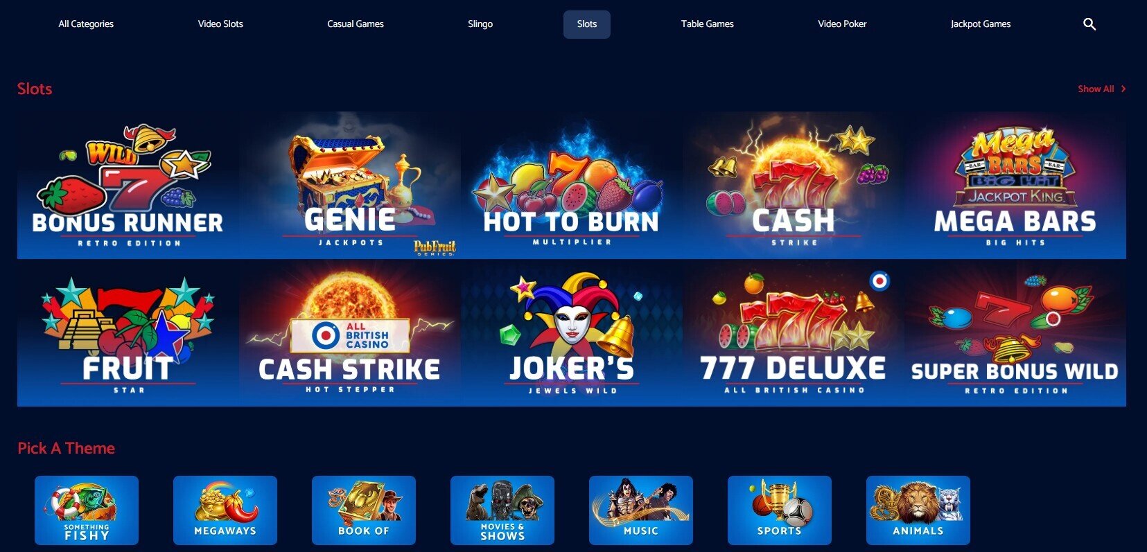 all british casino slots
